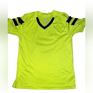 Epic Sports youth small short sleeved neon yellow b-neck shirt with black trim
